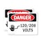 Signmission 120 208 Volts Danger Sign, Plastic, 10in W x 7in L, 2PK OS-2PACK-DS-P-710-L-1004 - alternate 1